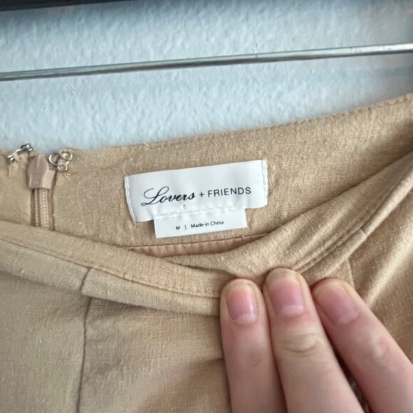 Lovers and Friends High Waisted Linen Blend Cropped Pants Lined Khaki Medium - Picture 4 of 12
